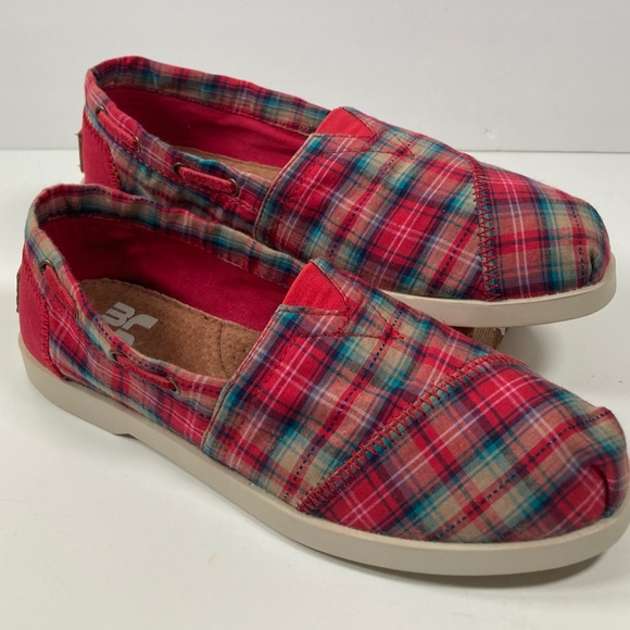 LAMO Boat Shoes Loafers Flat Size 7 Red/Multicolor Plaid Fabric SW1302 Coast NEW - Picture 5 of 8